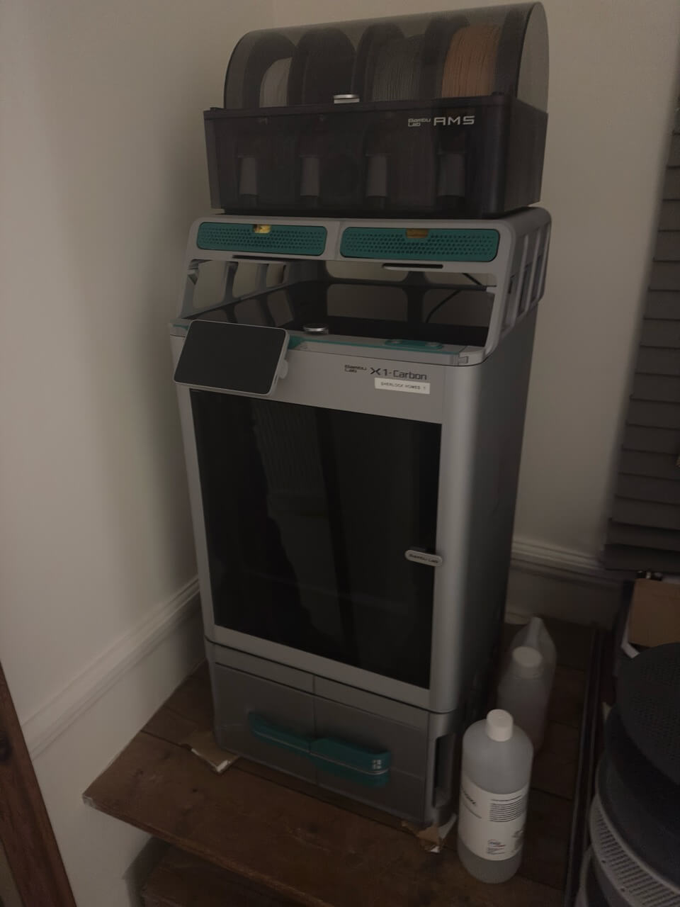 X1C 3D printing setup with custom risers